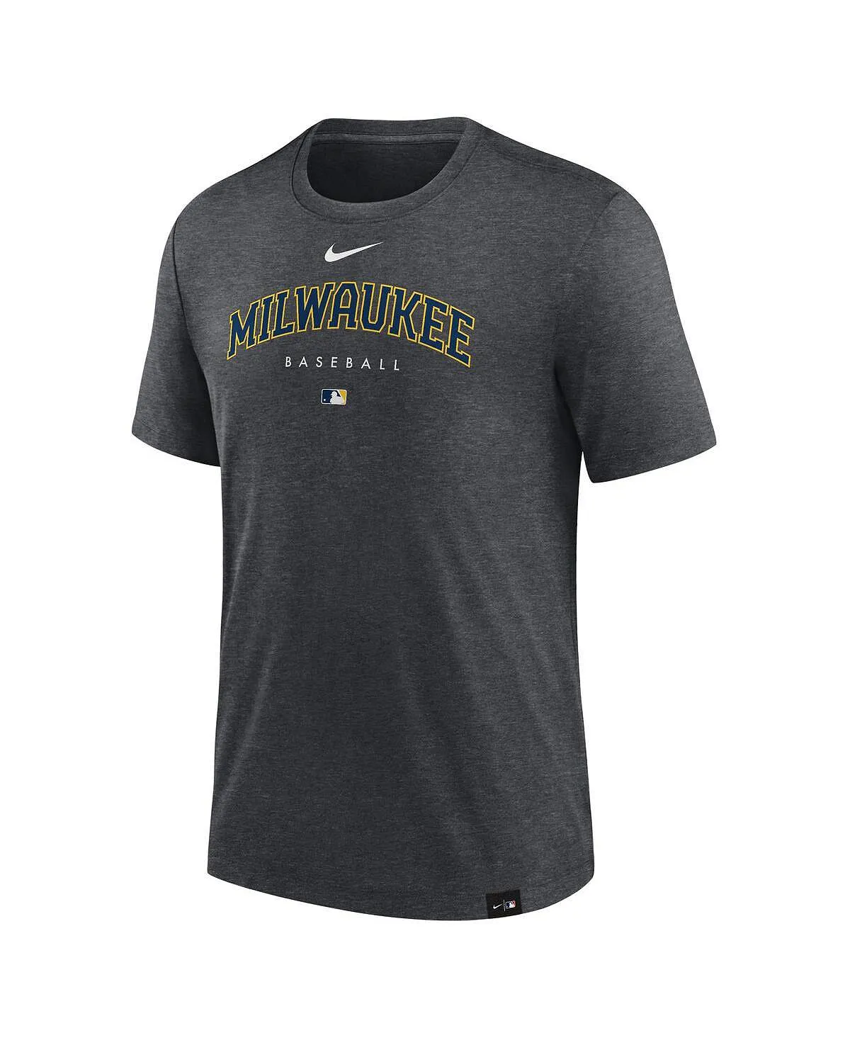 Men's Heather Charcoal Milwaukee Brewers Authentic Collection Early Work Tri-Blend Performance Nike T-Shirt