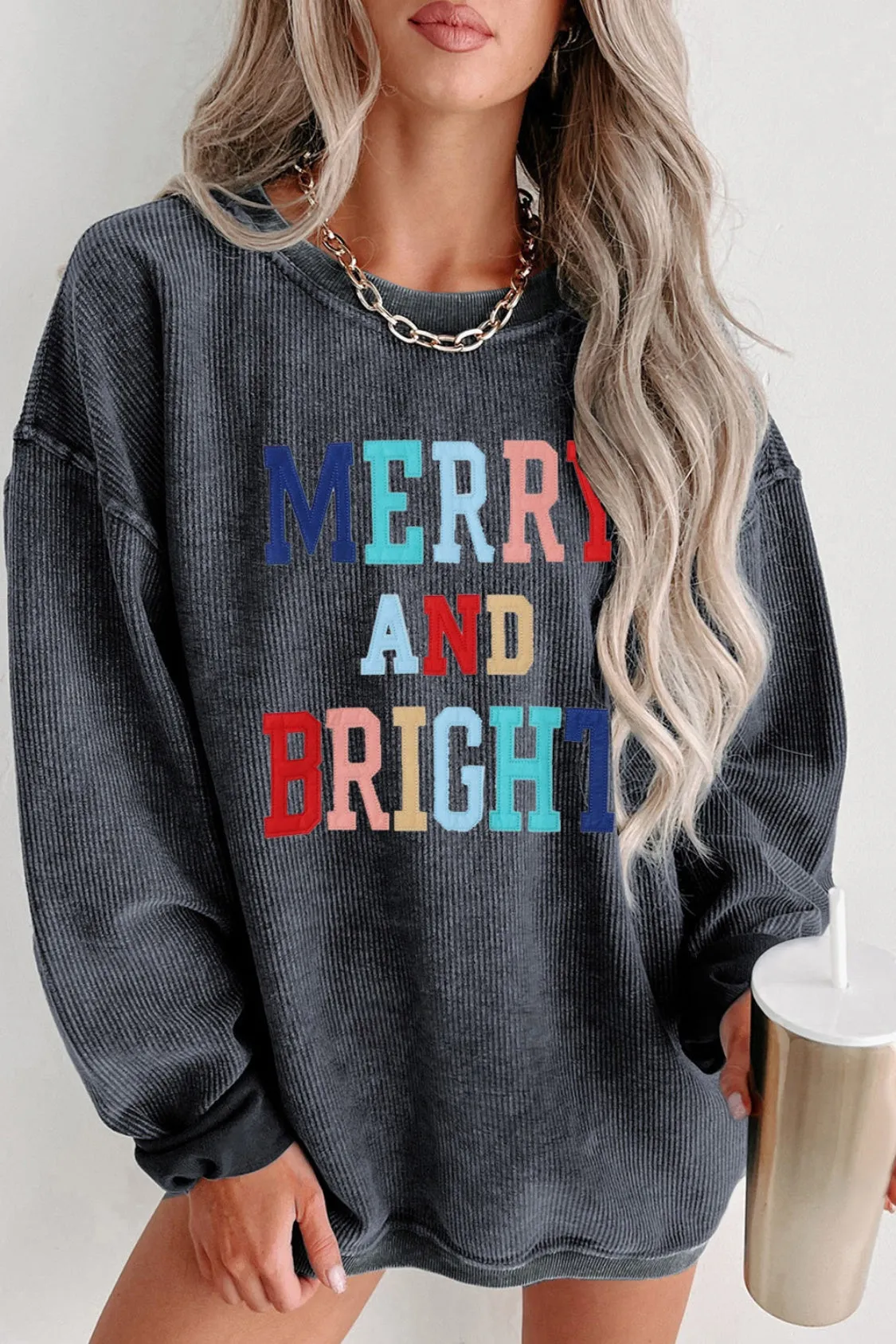 MERRY AND BRIGHT Graphic Sweatshirt