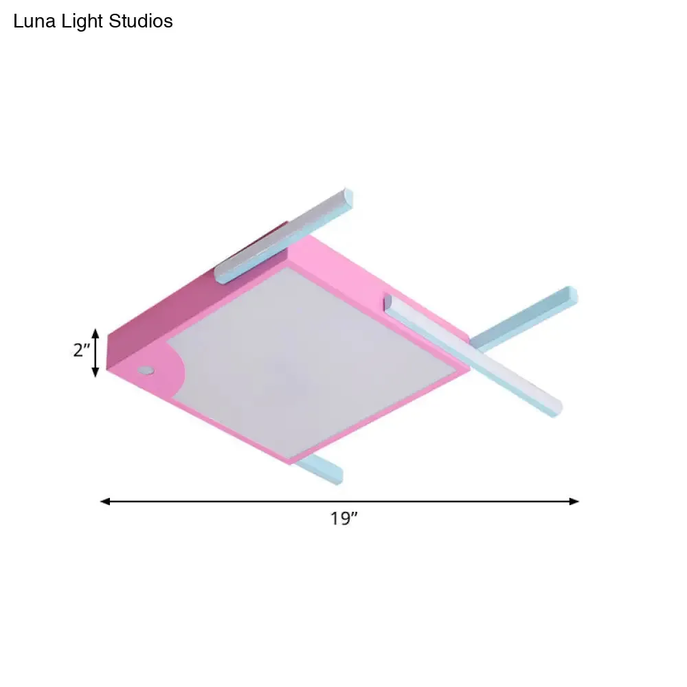 Metallic Fish Shaped LED Flush Mount Ceiling Light in White/Warm Light - Pink Cartoon Design