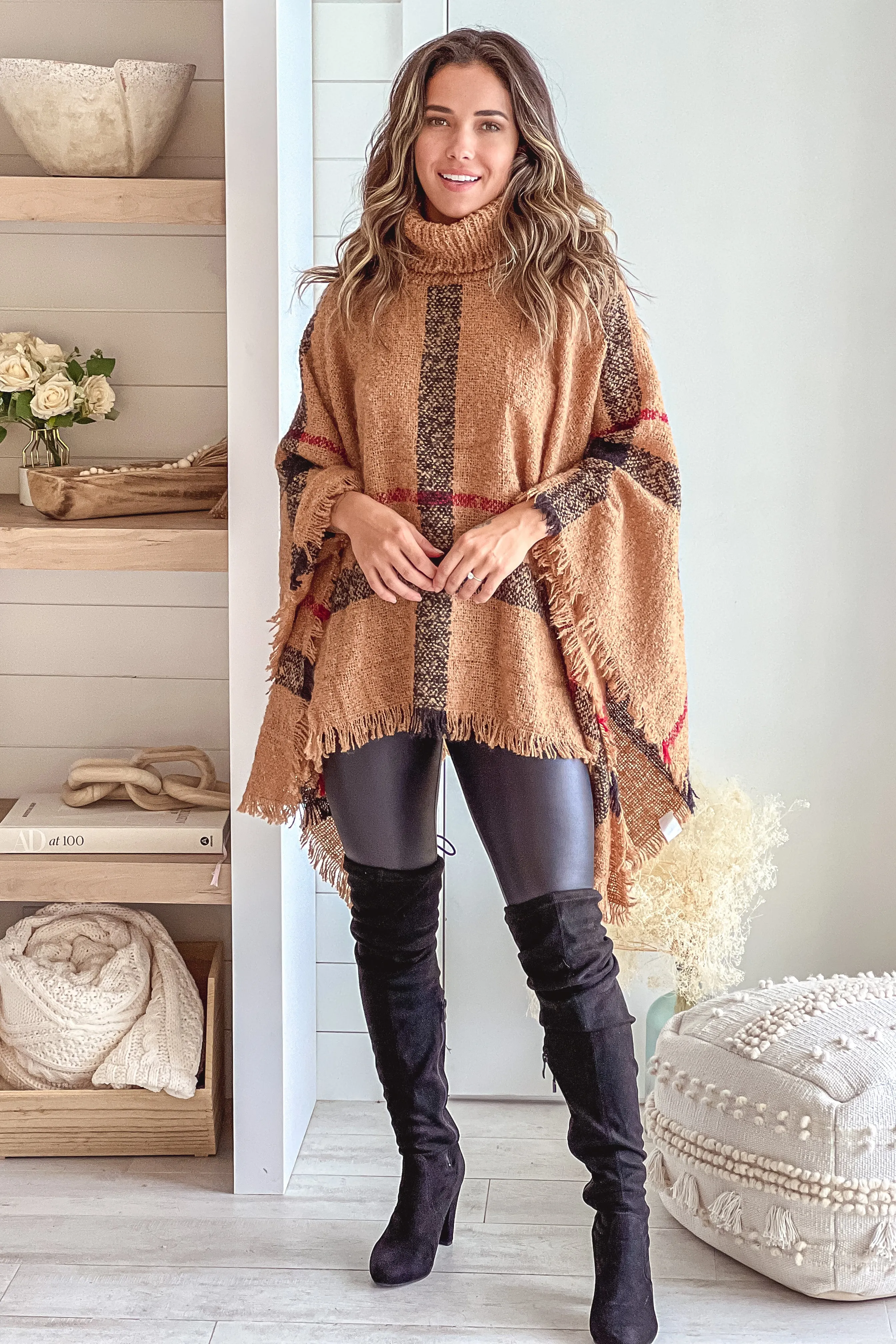 Mocha Plaid Poncho