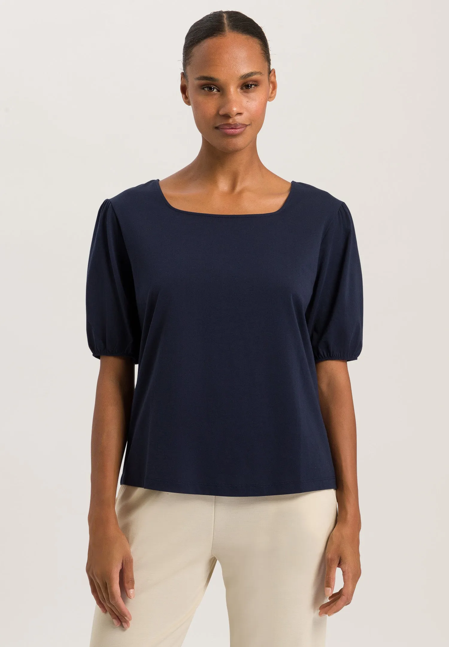 Natural Shirt Organic Cotton Square Neck Top | Deep Navy 78807-1610