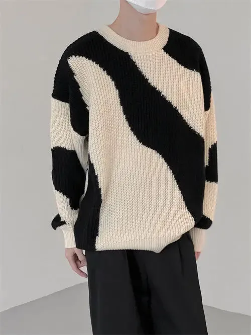 O-Neck Knit Patchwork Sweater