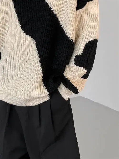 O-Neck Knit Patchwork Sweater