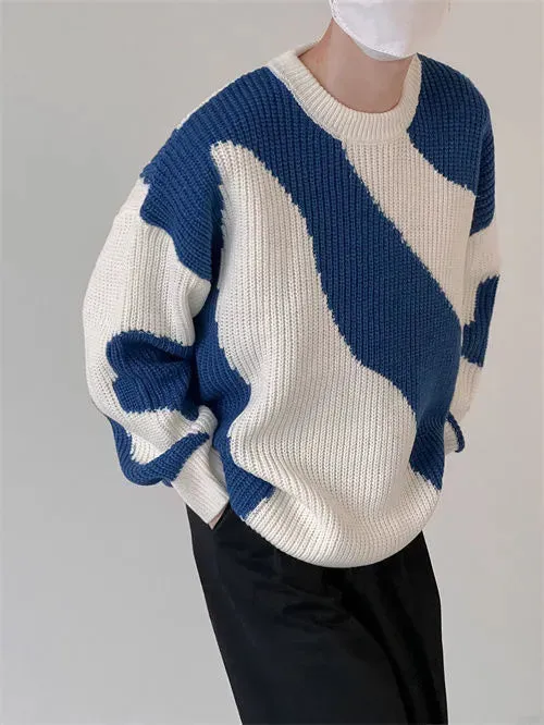 O-Neck Knit Patchwork Sweater