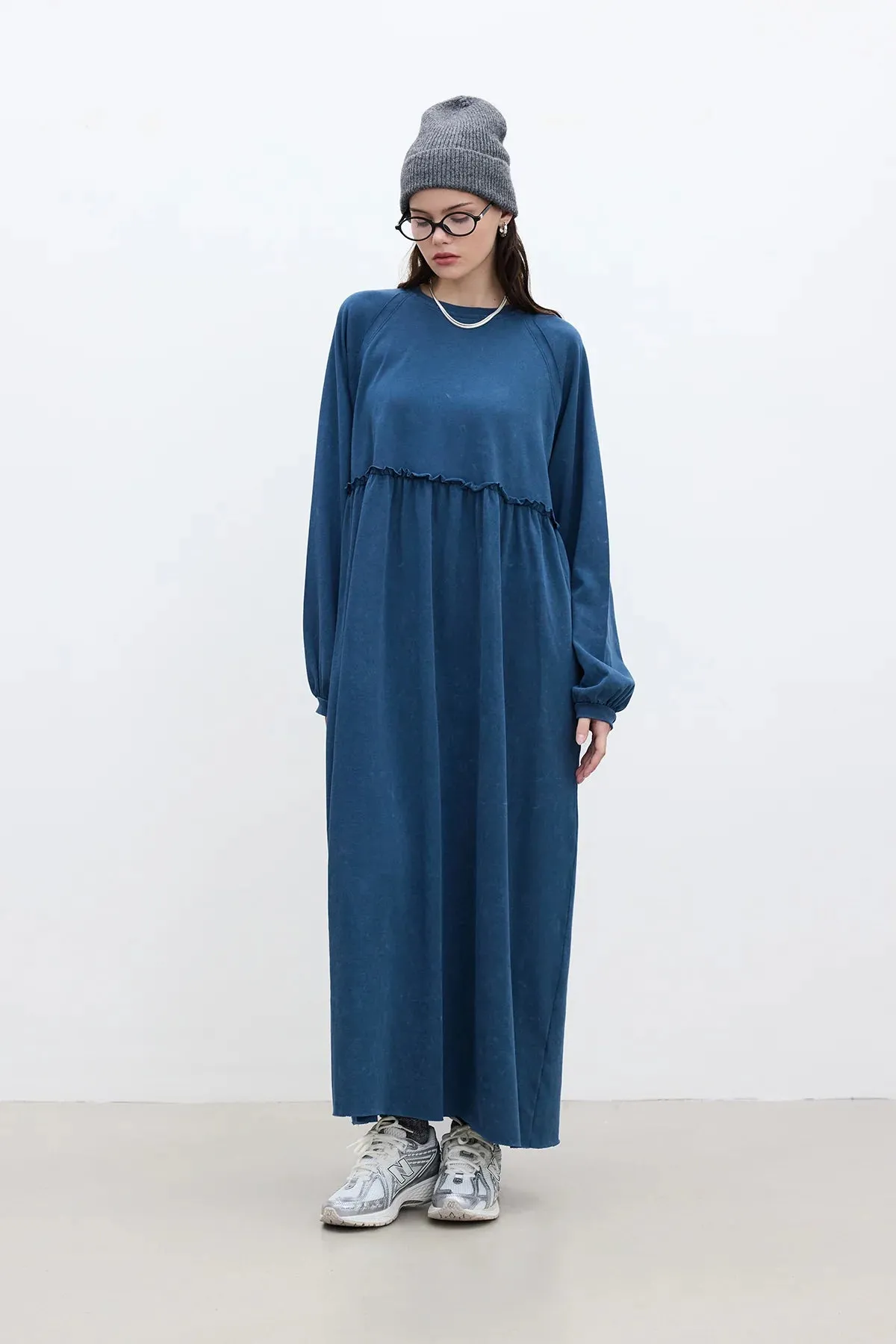 Oversized Ruched Dress Indigo