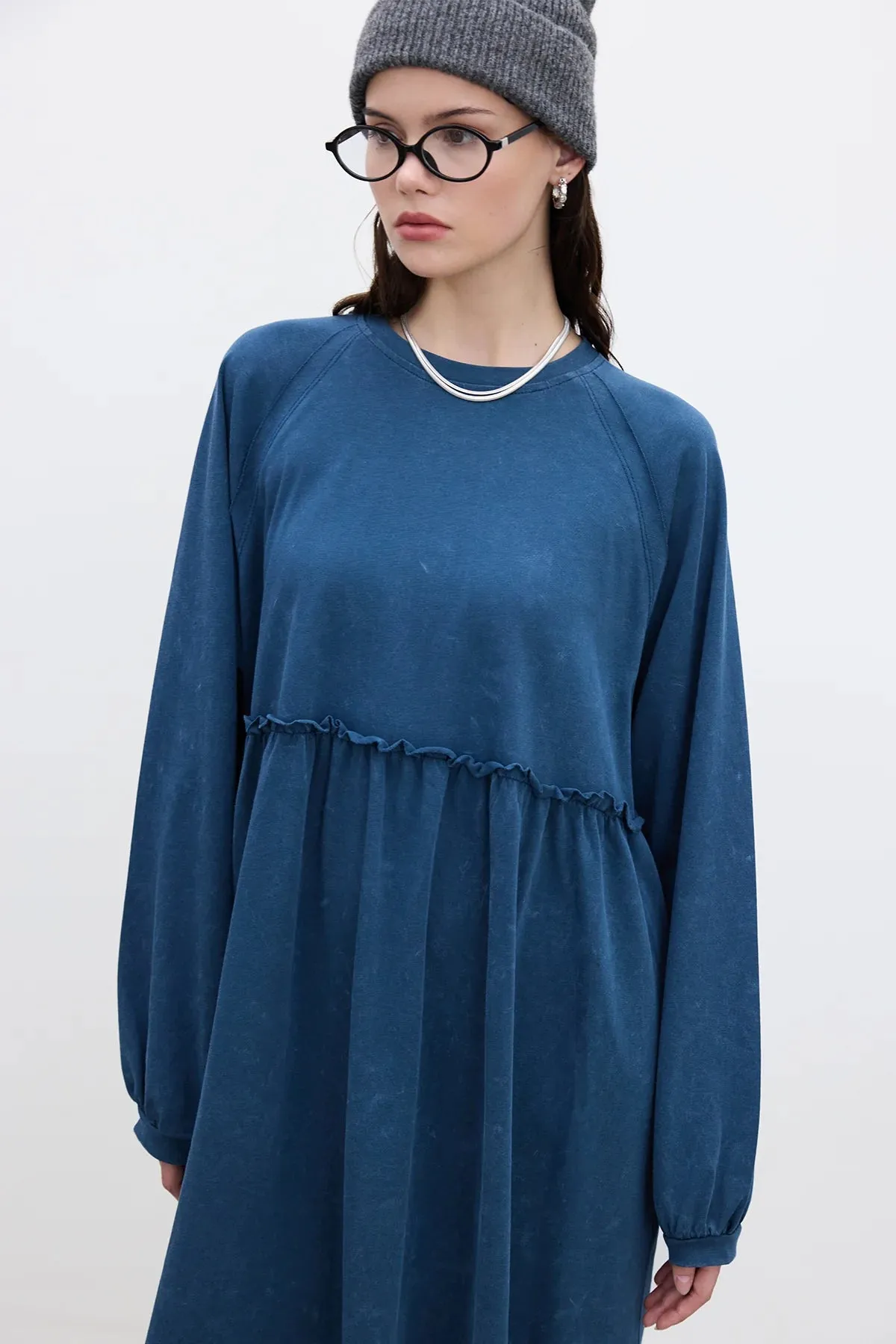 Oversized Ruched Dress Indigo