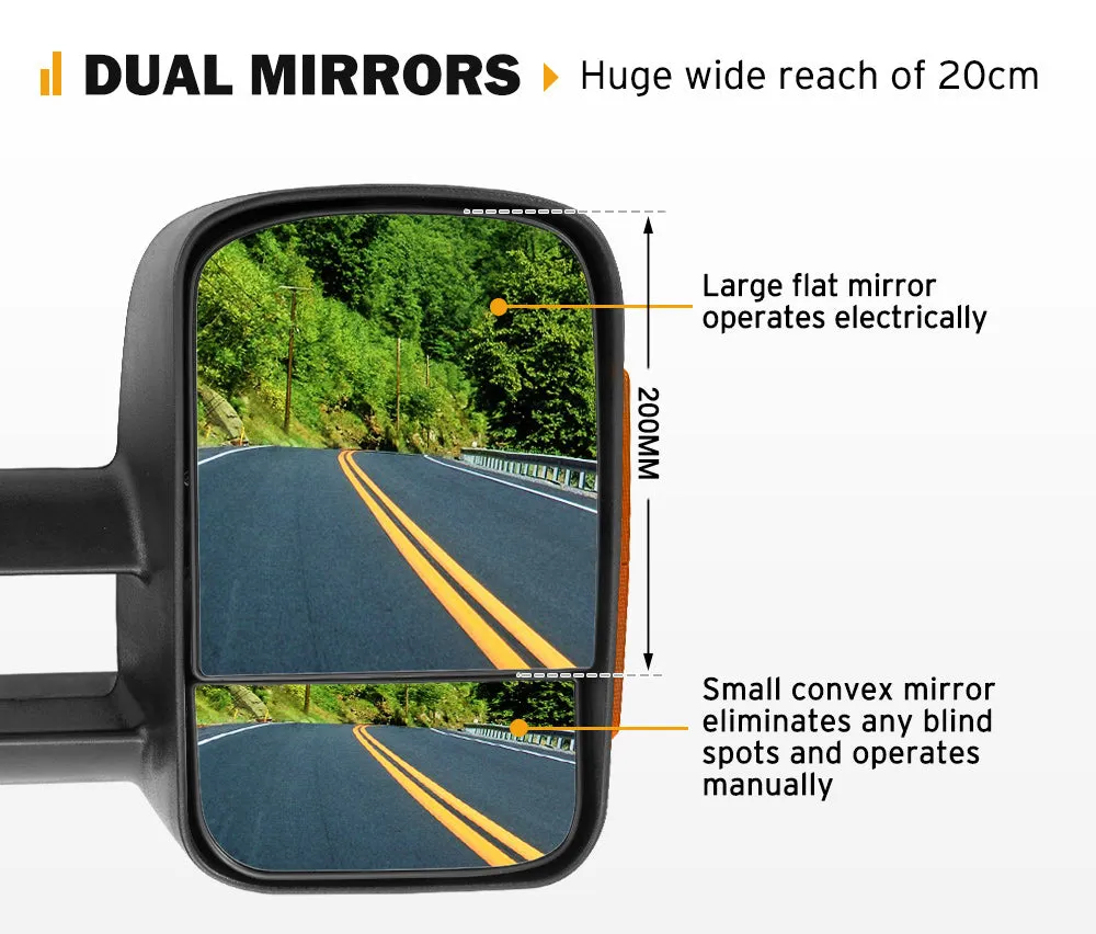 Pair Extendable Towing Side Mirrors suits Toyota HILUX 2015-ON N80