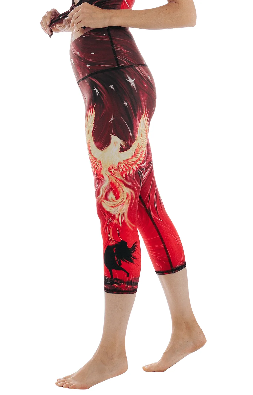 Phoenix Rising Printed Yoga Crops