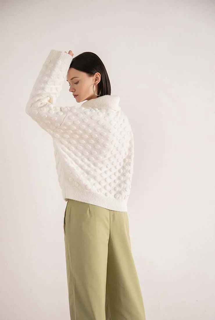 Polka Dot Casual Turtleneck Pullover Sweater