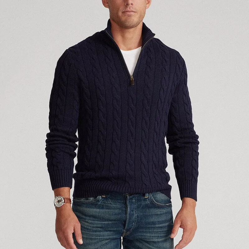 Riverside Coast Zipper Knit 100% Cotton Mens Sweater