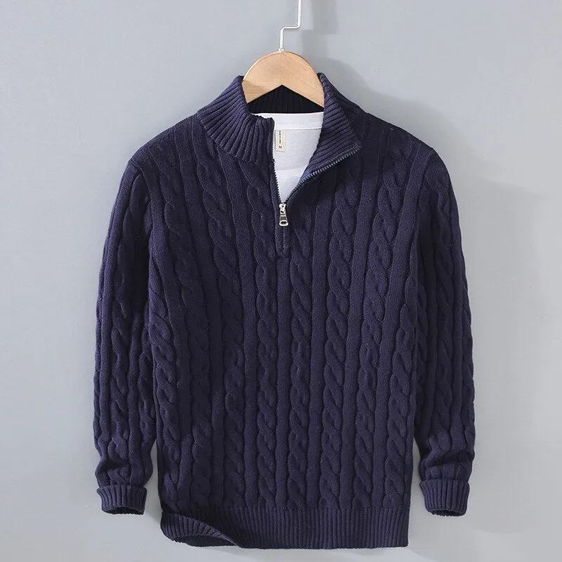 Riverside Coast Zipper Knit 100% Cotton Mens Sweater