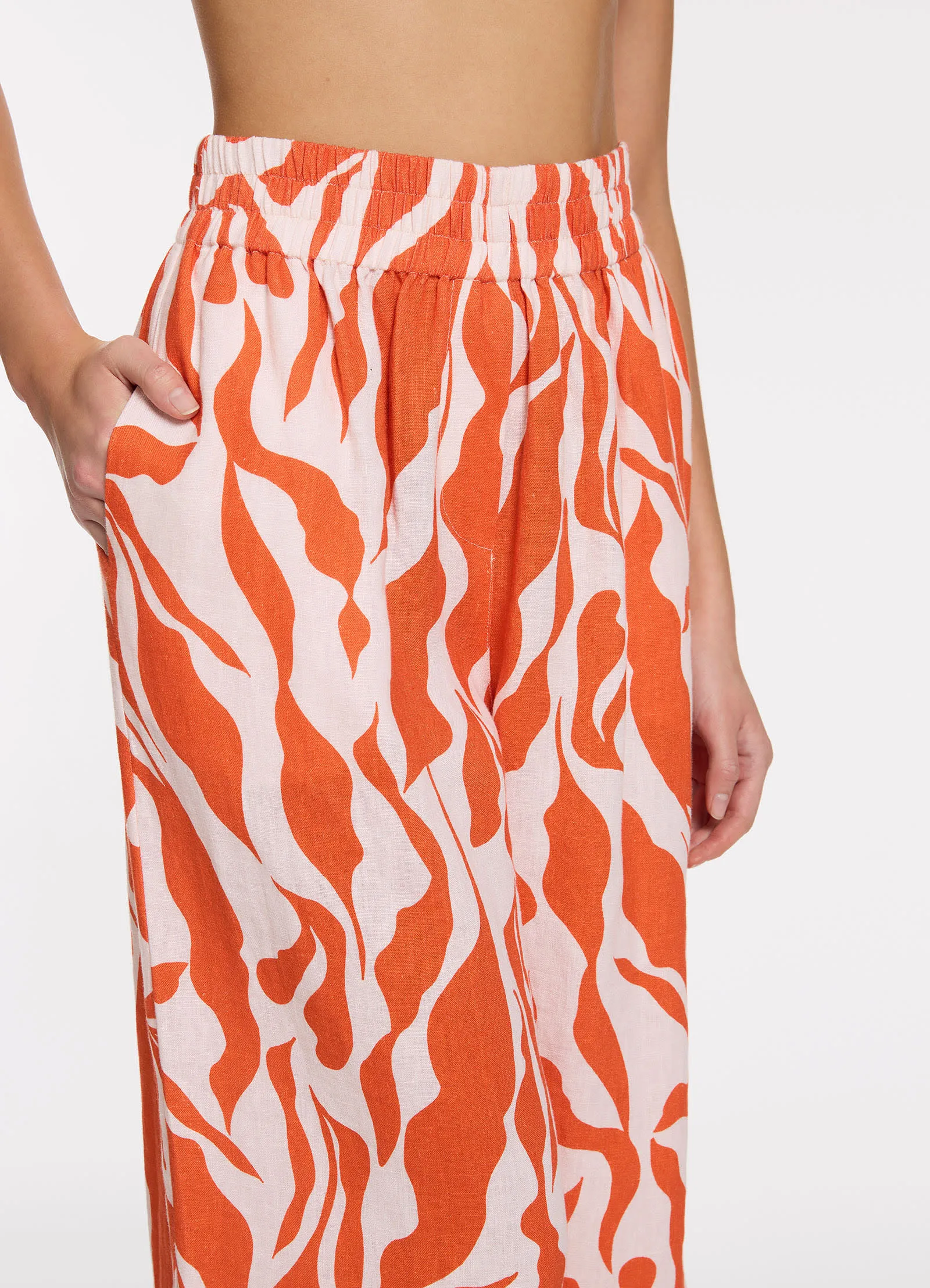 Sereno Ditsy Wide Leg Pant - Coral