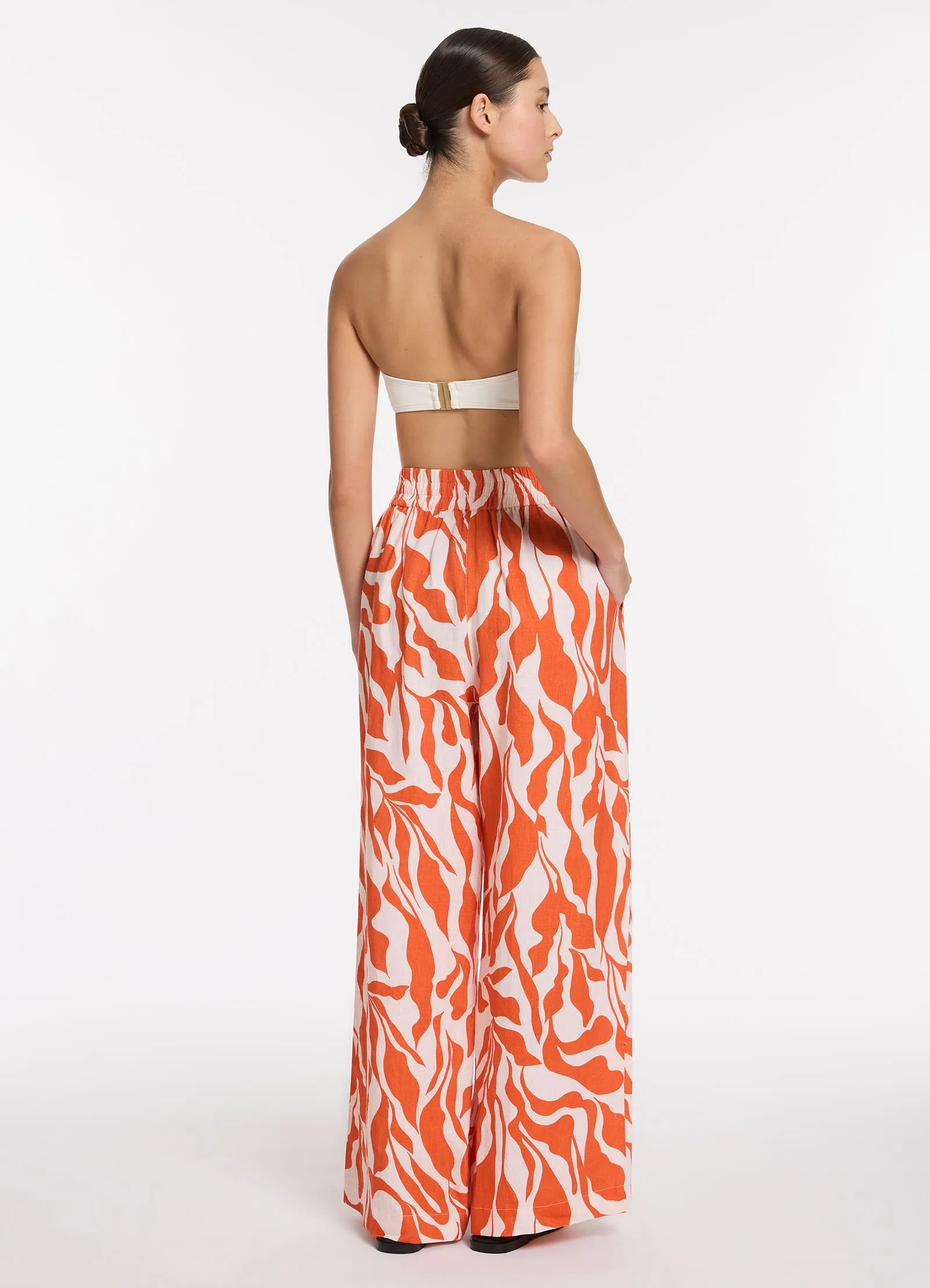 Sereno Ditsy Wide Leg Pant - Coral