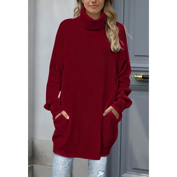 Short Oversize Women's Turtleneck Sweaters Dress