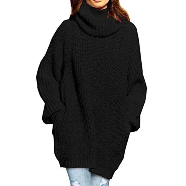 Short Oversize Women's Turtleneck Sweaters Dress