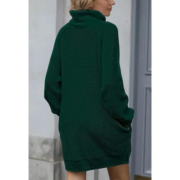 Short Oversize Women's Turtleneck Sweaters Dress