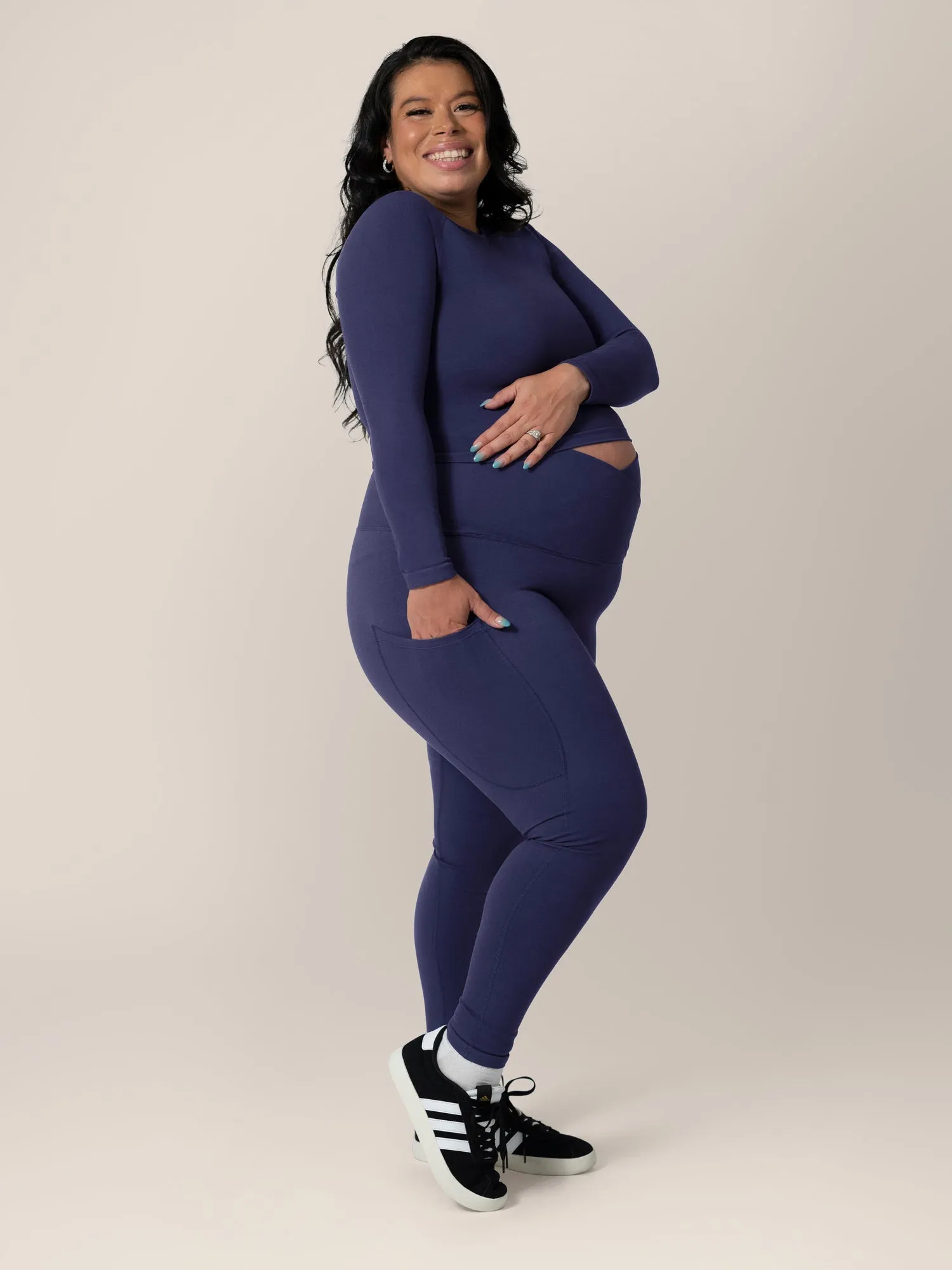 Sublime®️ Bamboo Maternity & Postpartum Crossover Legging | Navy