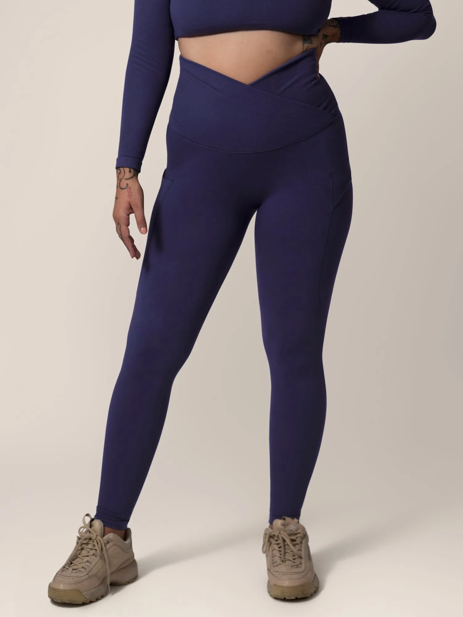 Sublime®️ Bamboo Maternity & Postpartum Crossover Legging | Navy