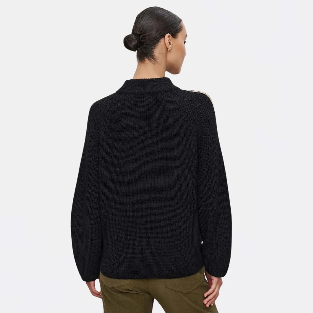 Teagan Engineered Stitches Sweater (Black   Camel)