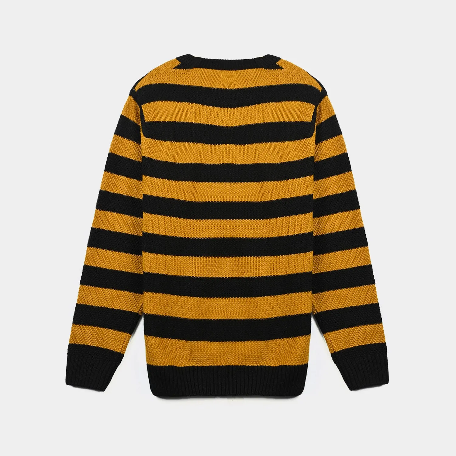 Teens Acrylic Unisex Crew Neck Textured Sweater-Bl.Mustard