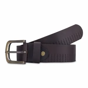 THE CLOWNFISH Men's Genuine Leather Belt with Design- Chocolate Brown (Size- 32 inches)