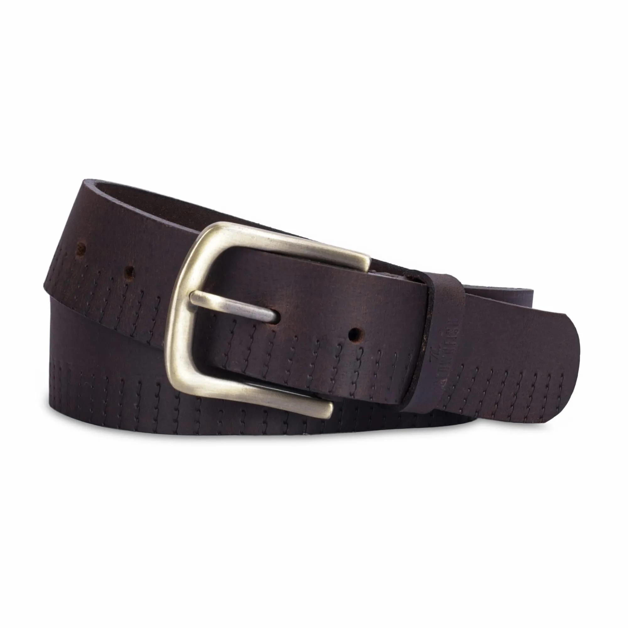 THE CLOWNFISH Men's Genuine Leather Belt with Design- Chocolate Brown (Size- 32 inches)