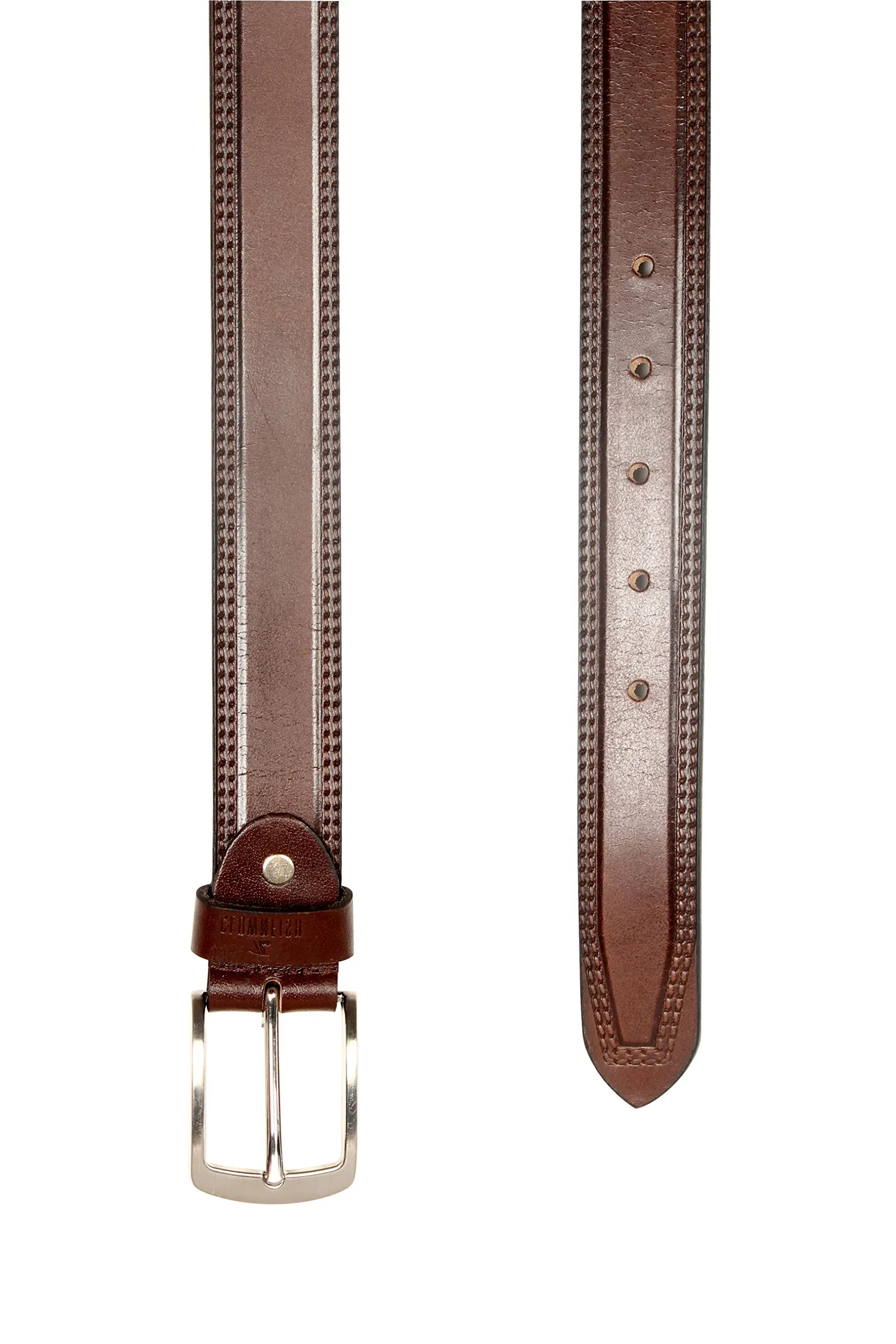 THE CLOWNFISH Men's Genuine Leather Belt with Textured/Embossed Design-Coffee Brown (Size-32 inches)