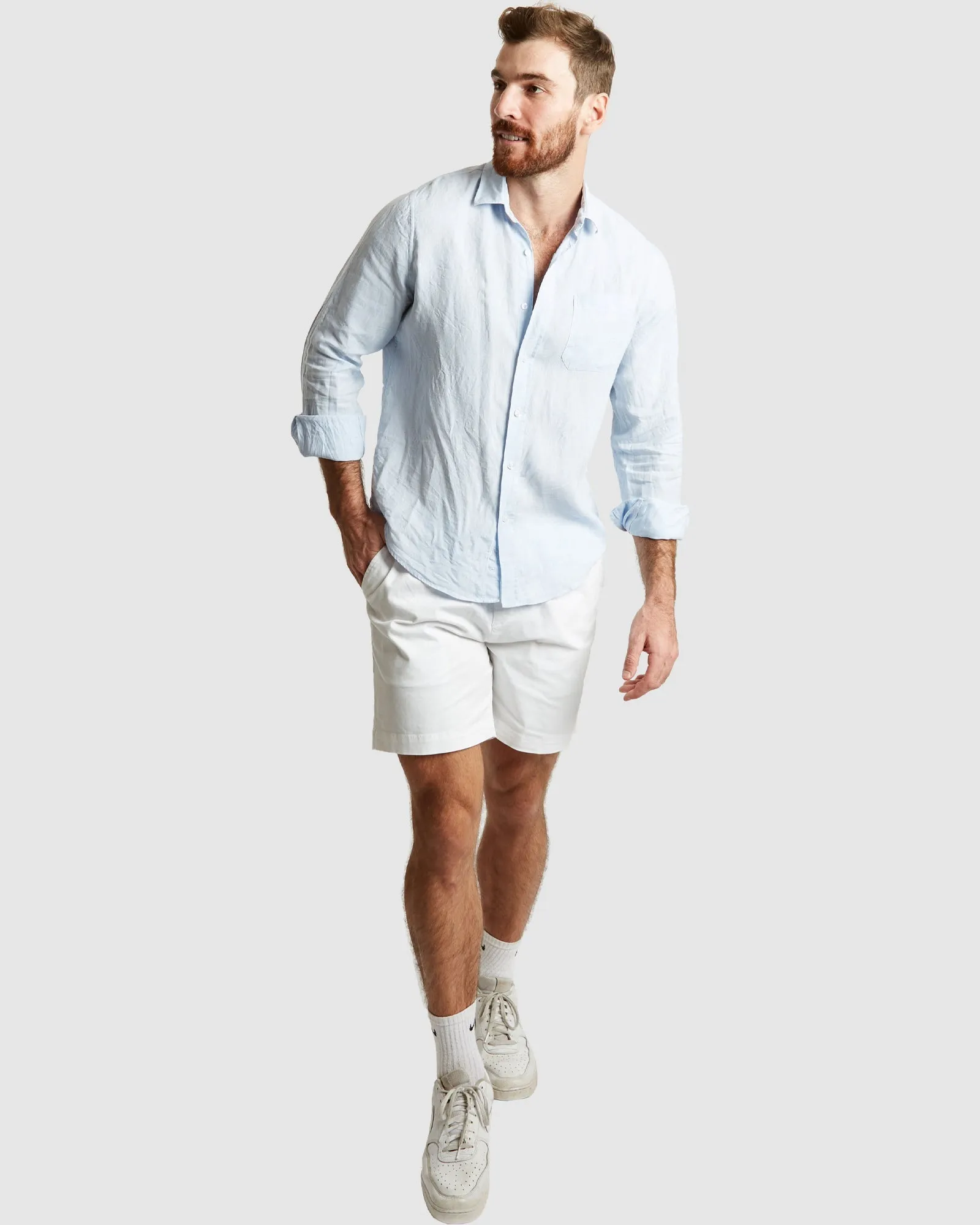 Tulum-Casual Sky Linen Shirt Long Sleeve