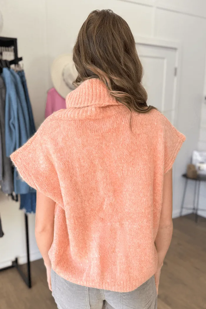 Turtleneck Cable Knit Sweater in Orange