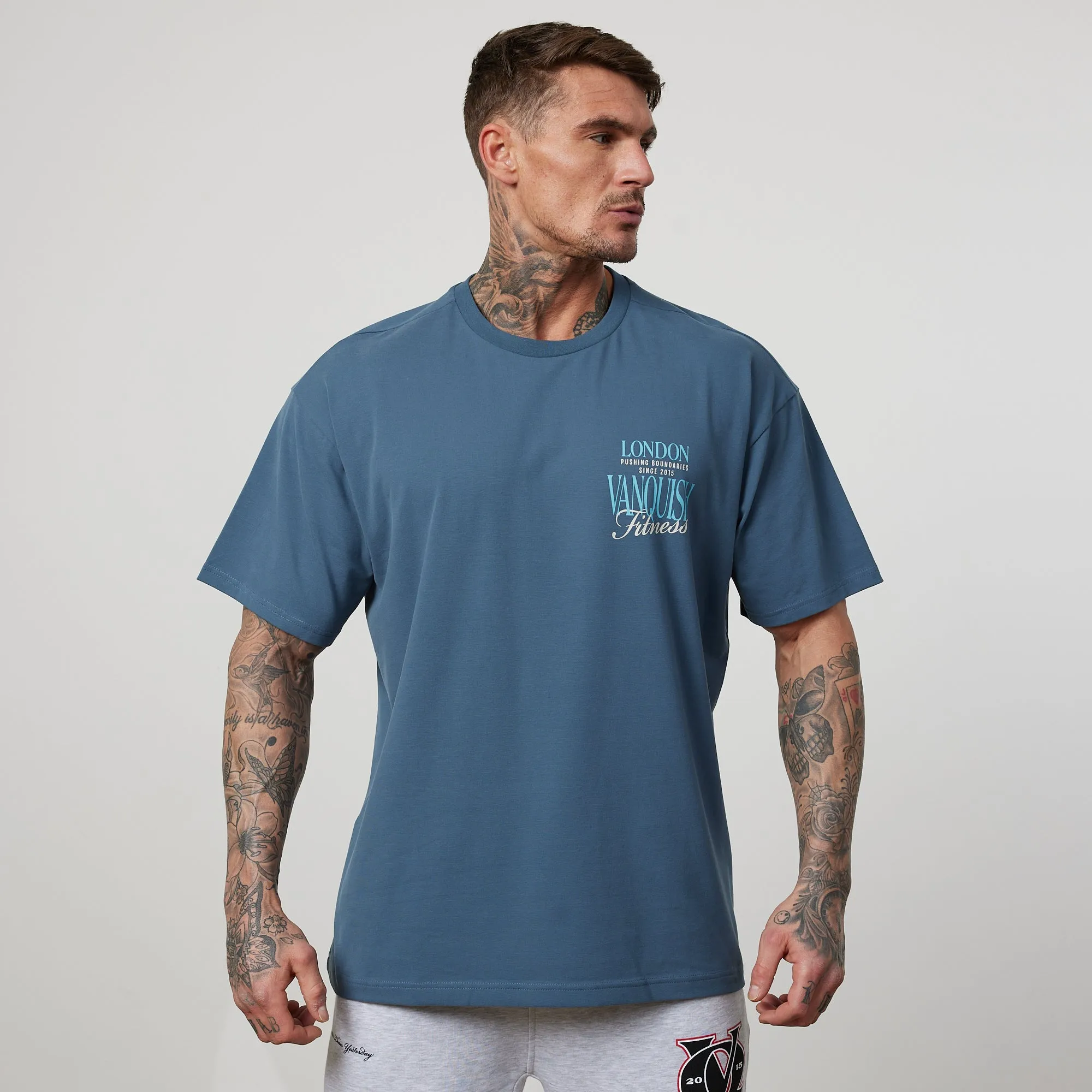 Vanquish TSP Teal Blue Pushing Boundaries Oversized T Shirt