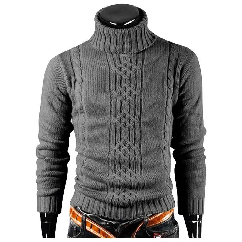 Warm Slim Fit Turtleneck Men's Sweater Pullover Knit Fall Winter Fashion