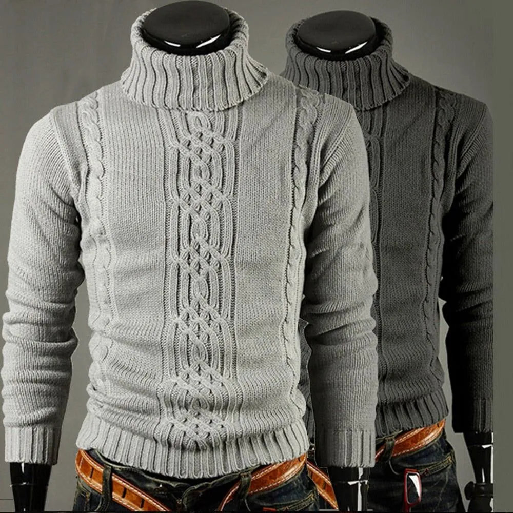 Warm Slim Fit Turtleneck Men's Sweater Pullover Knit Fall Winter Fashion