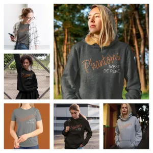 West De Pere Phantoms Merch - Tees, Long Sleeve Tee, Crewneck or Hoodie - Phantoms Script