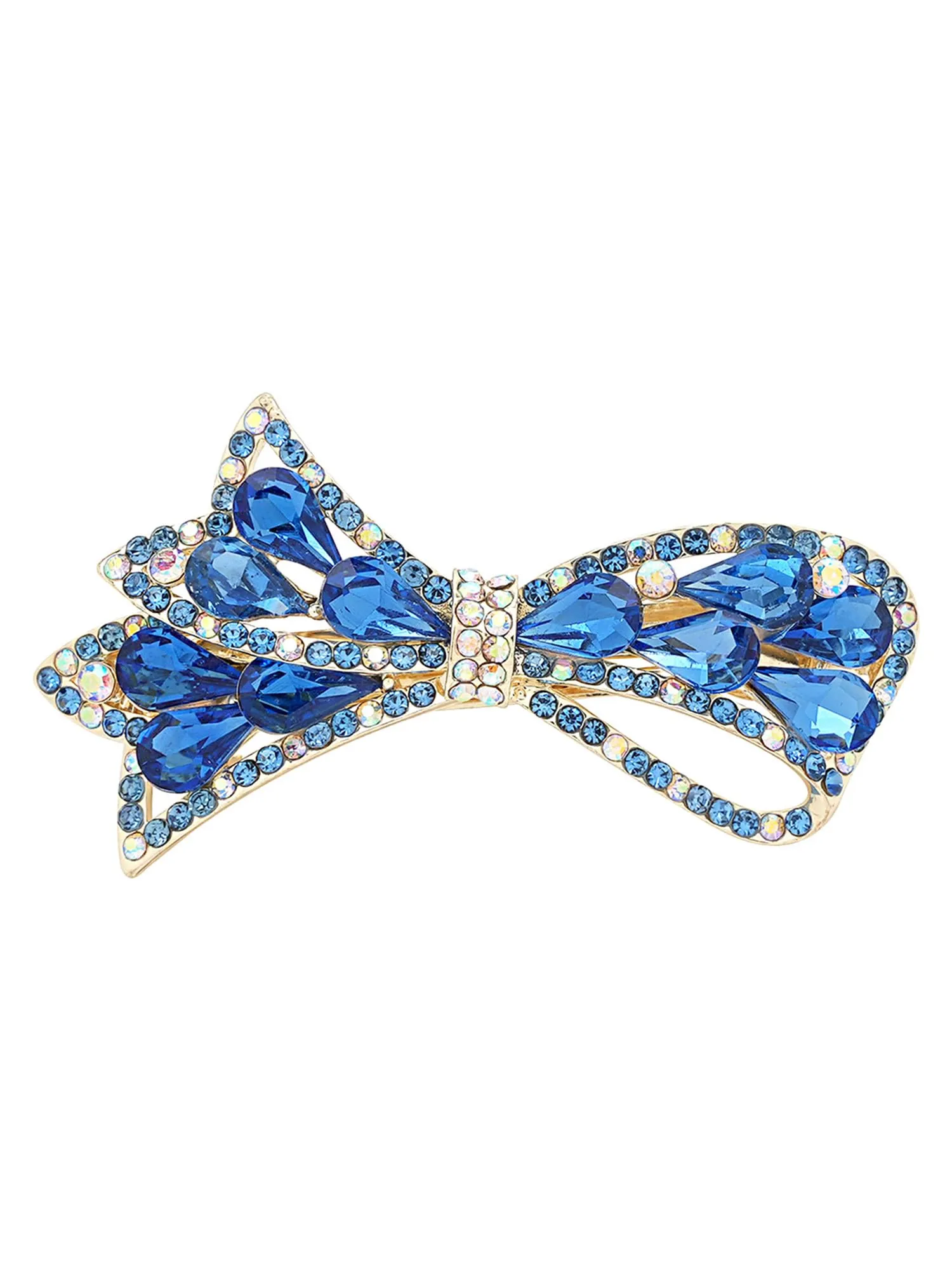 Yellow Chimes Hair Clips for Women Girls Barrette Hair Clips for Women Hair Accessories for Women Bow Clips for Women Blue Crystal French Barrette Hair Clips for Women and Girls Gift For Women