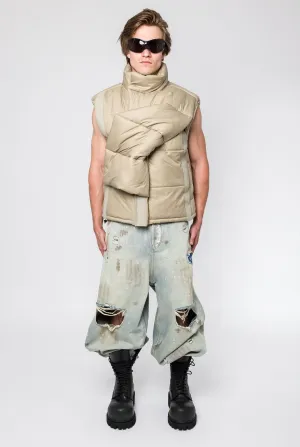 Y/Project Velcro Puffer Vest in Sand